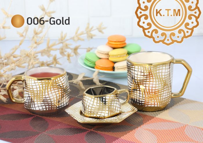 ست سه تایی ماگ ، قهوه خوری و چای خوری مدل 006 رنگ نقره ای