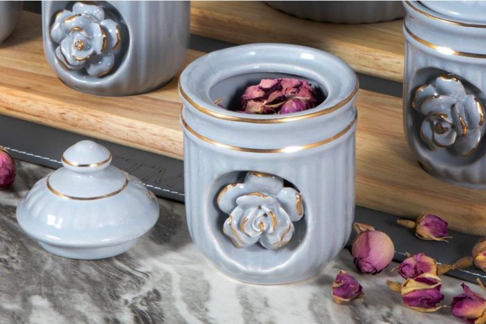 سرویس پا سماوری میزچین طوسی استند چوبی 4